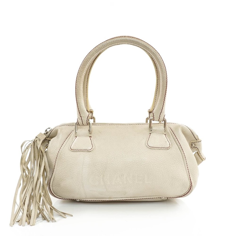 Auth Chanel Hand Bag Beige Canvas #35684C45